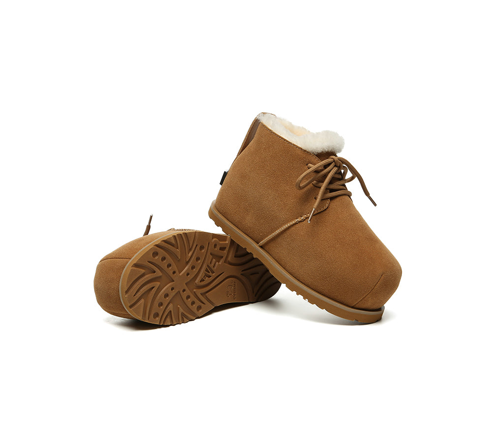 UGG EVERAU® UGG Boots Women Sheepskin Wool Ankle Lace-Up Euro Loaf Paxton