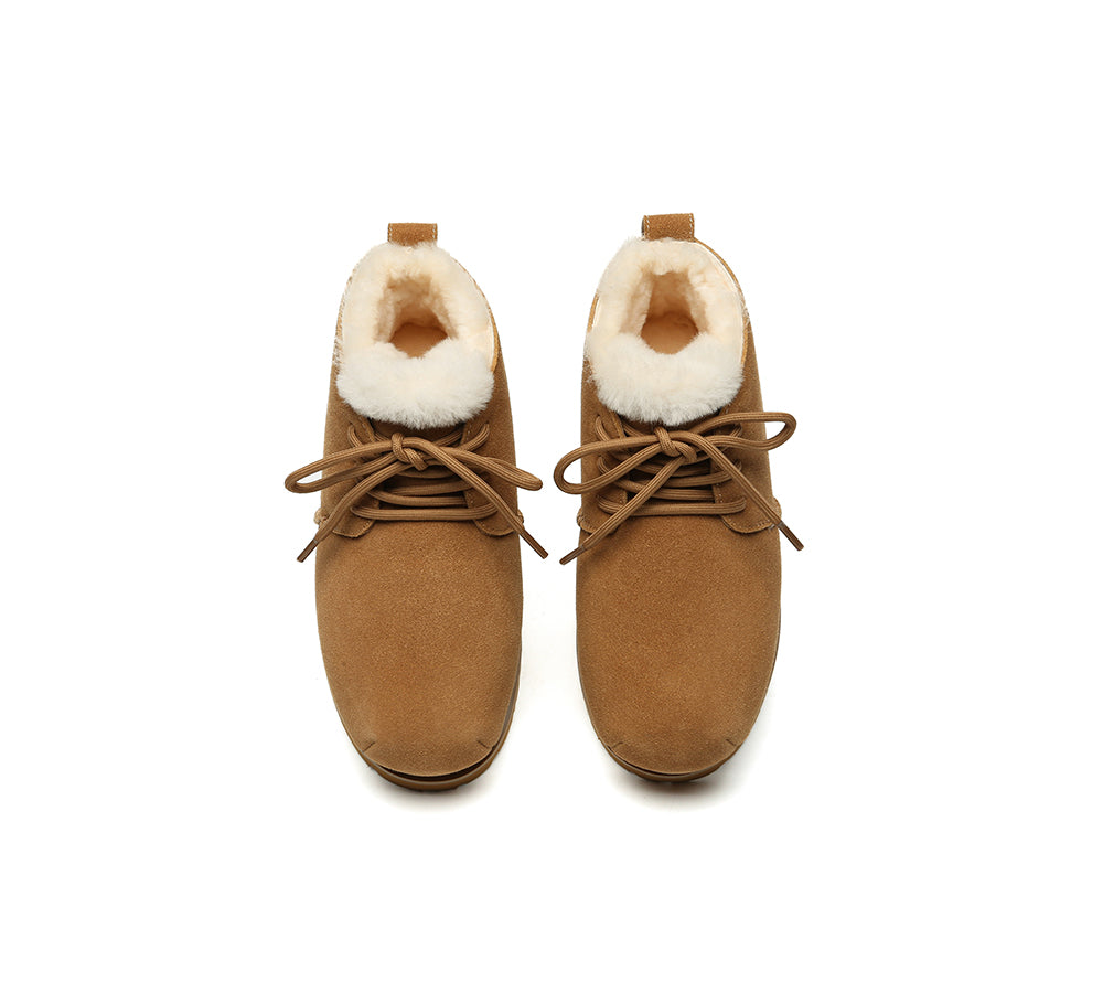 UGG EVERAU® UGG Boots Women Sheepskin Wool Ankle Lace-Up Euro Loaf Paxton