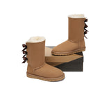 AUSTRALIAN SHEPHERD® UGG Boots Women Double faced Sheepskin Wool Tall Back Bow