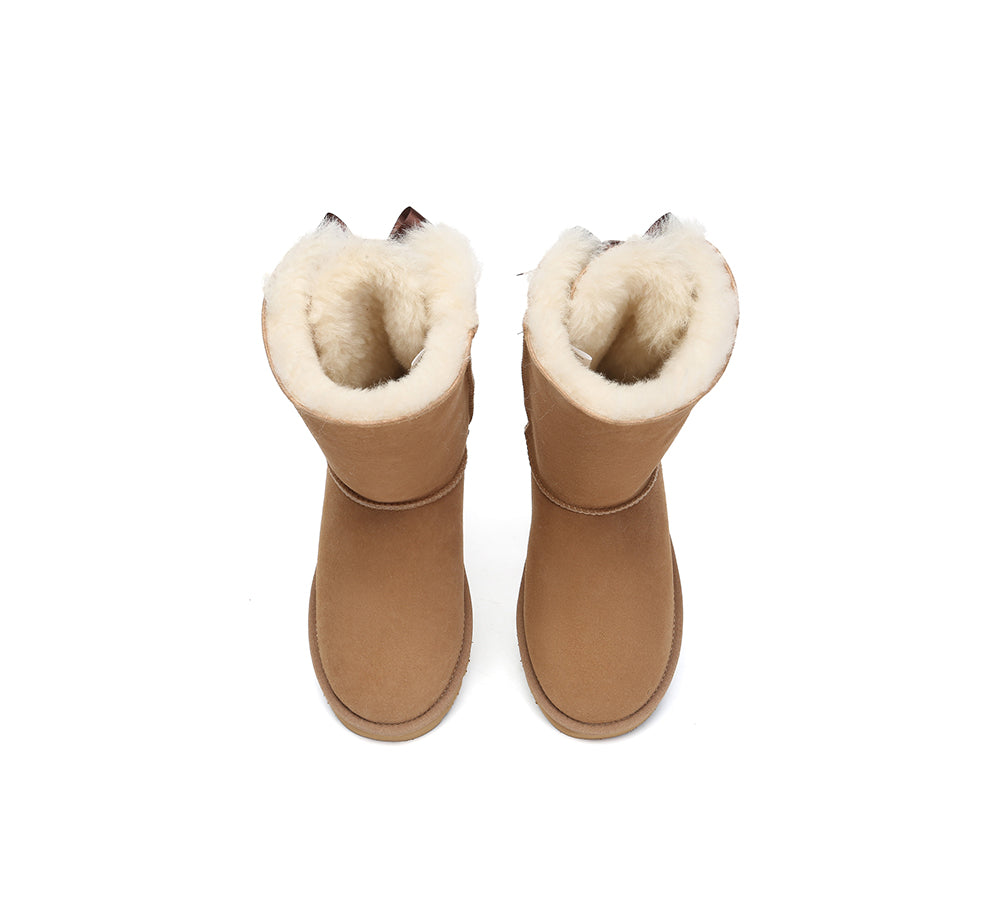AUSTRALIAN SHEPHERD® UGG Boots Women Double faced Sheepskin Wool Tall Back Bow