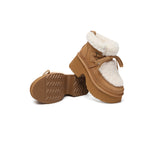 AUSTRALIAN SHEPHERD® UGG Boots Women Sheepskin Wool Lace Up Chunky Platform Bumpy