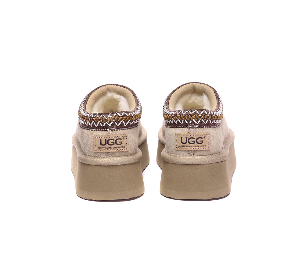 AUSTRALIAN SHEPHERD® UGG Slippers Sheepskin Wool Ankle Platform Tazzy Hippie - UGG EXPRESS