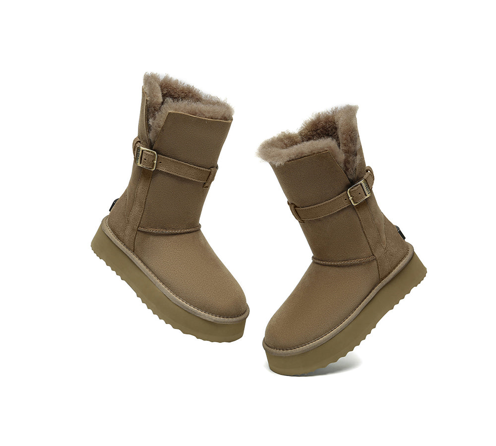 UGG EVERAU®  UGG Boots Women Sheepskin Wool Platform Short Valerie