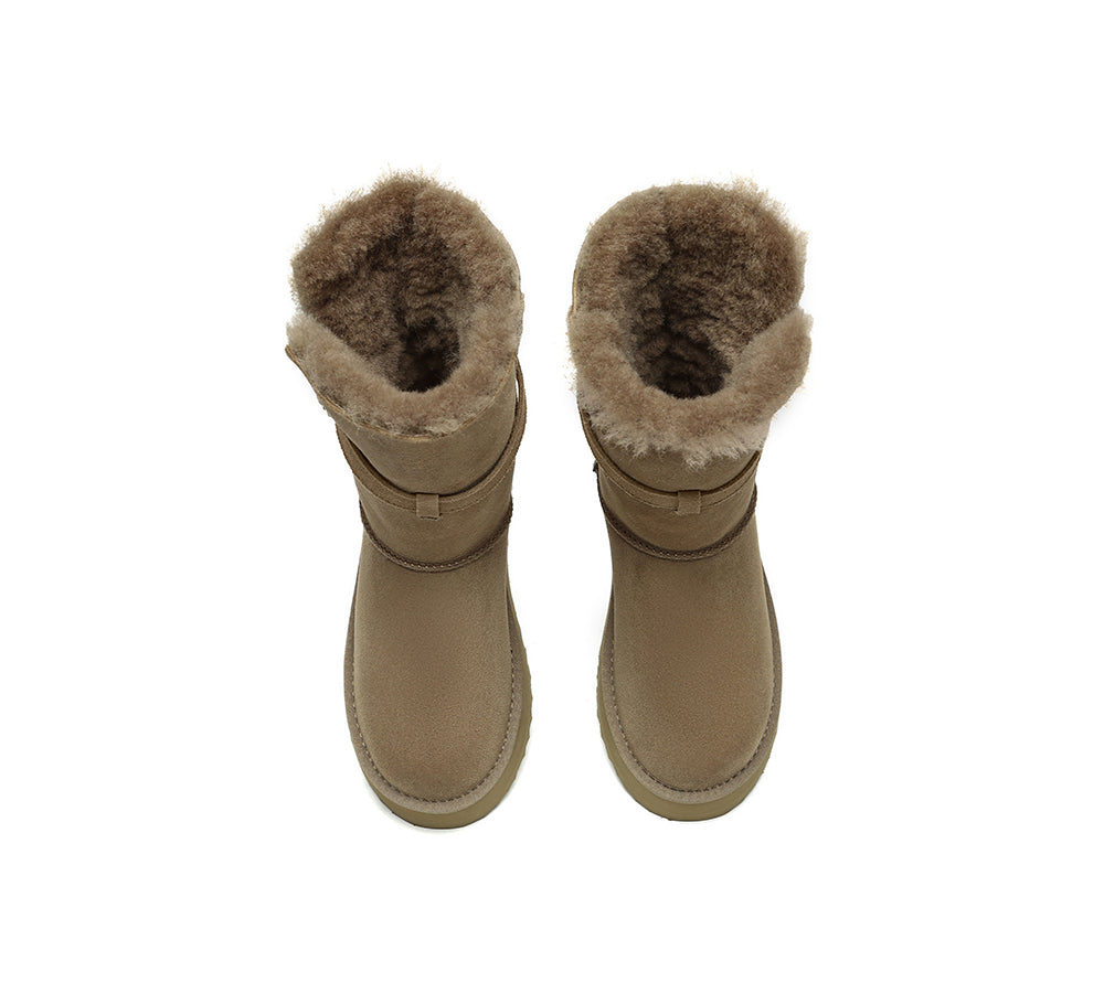 UGG EVERAU®  UGG Boots Women Sheepskin Wool Platform Short Valerie
