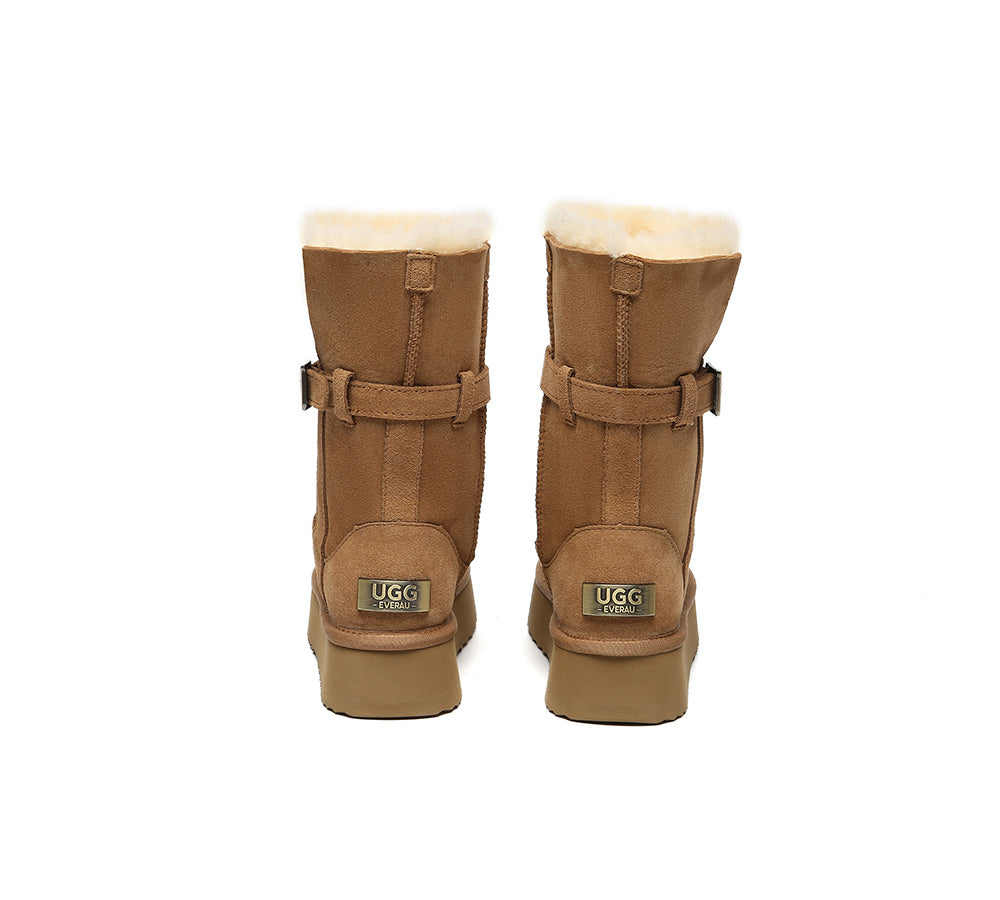 UGG EVERAU®  UGG Boots Women Sheepskin Wool Platform Short Valerie