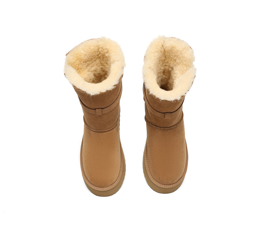 UGG EVERAU®  UGG Boots Women Sheepskin Wool Platform Short Valerie