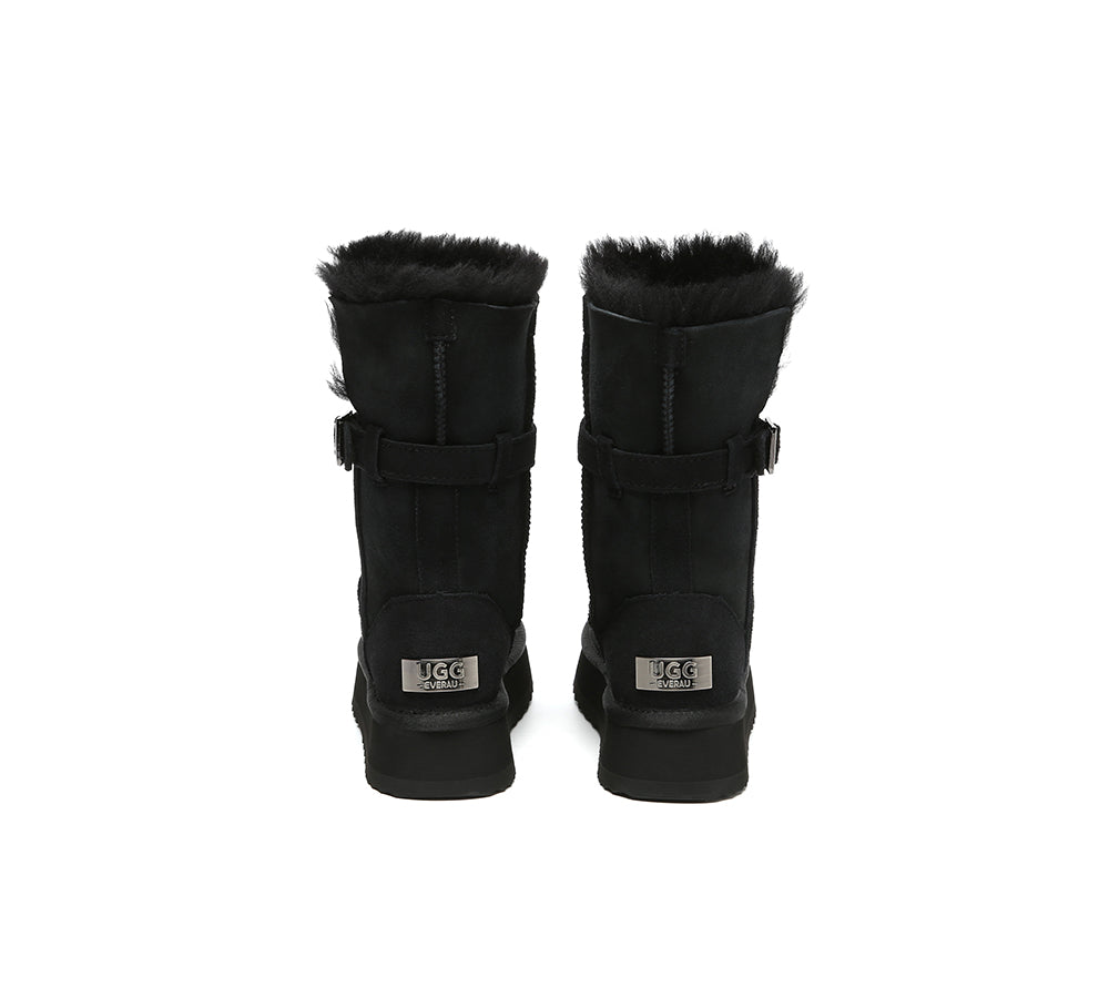 UGG EVERAU®  UGG Boots Women Sheepskin Wool Platform Short Valerie