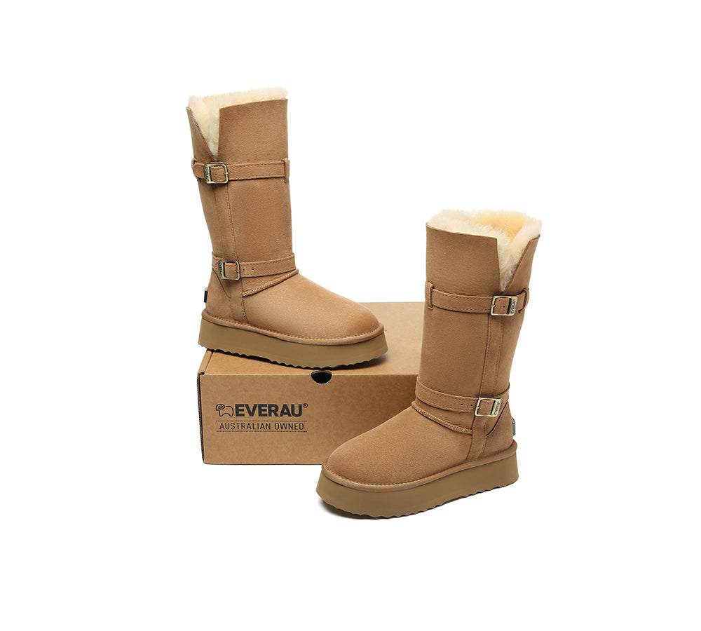 UGG EVERAU® UGG Boots Women Sheepskin Wool Knee High Platform Tall Valerie