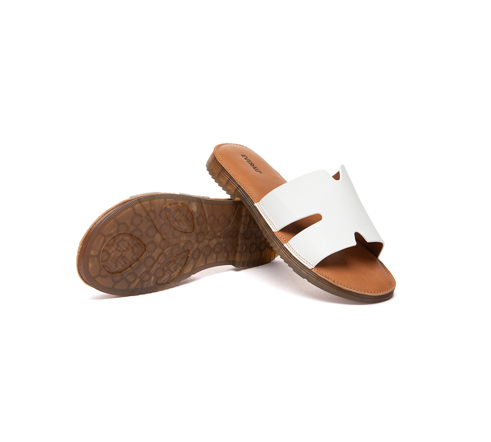 EVERAU® Women Leather Woven Flat Slides Clovey EVERAU