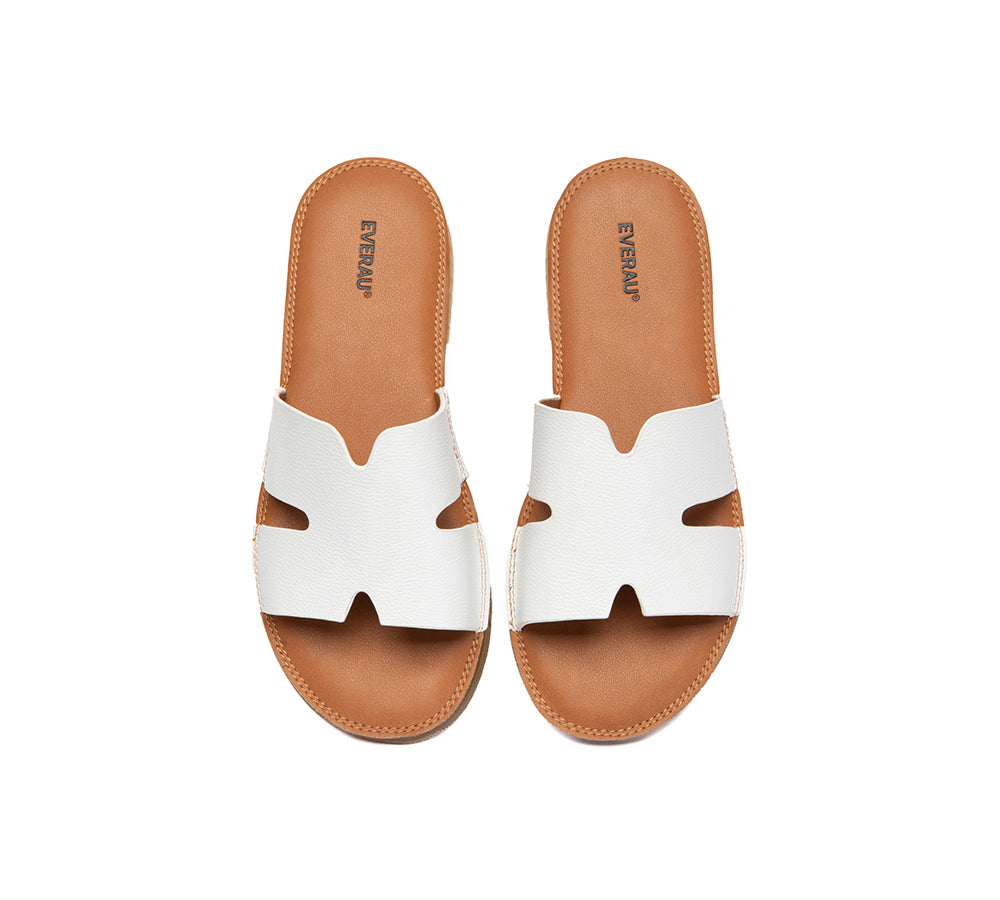 EVERAU® Women Leather Woven Flat Slides Clovey EVERAU