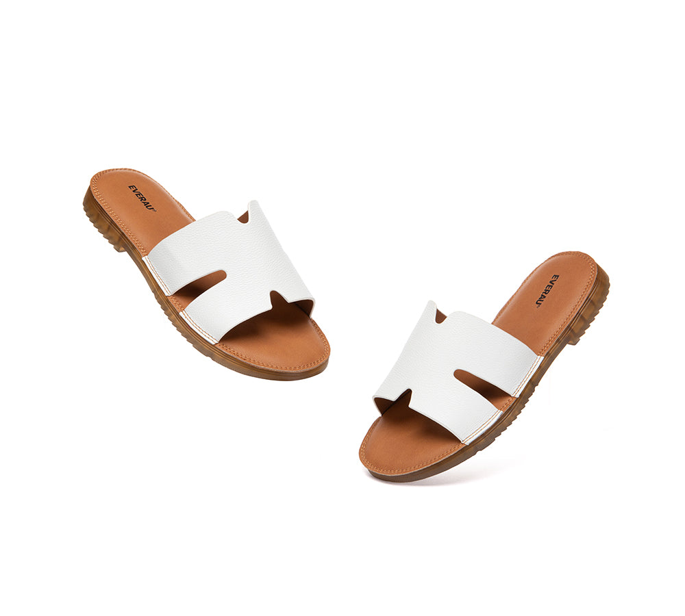 EVERAU® Women Slides Leather Ultra Soft Woven Flat Clovey EVERAU