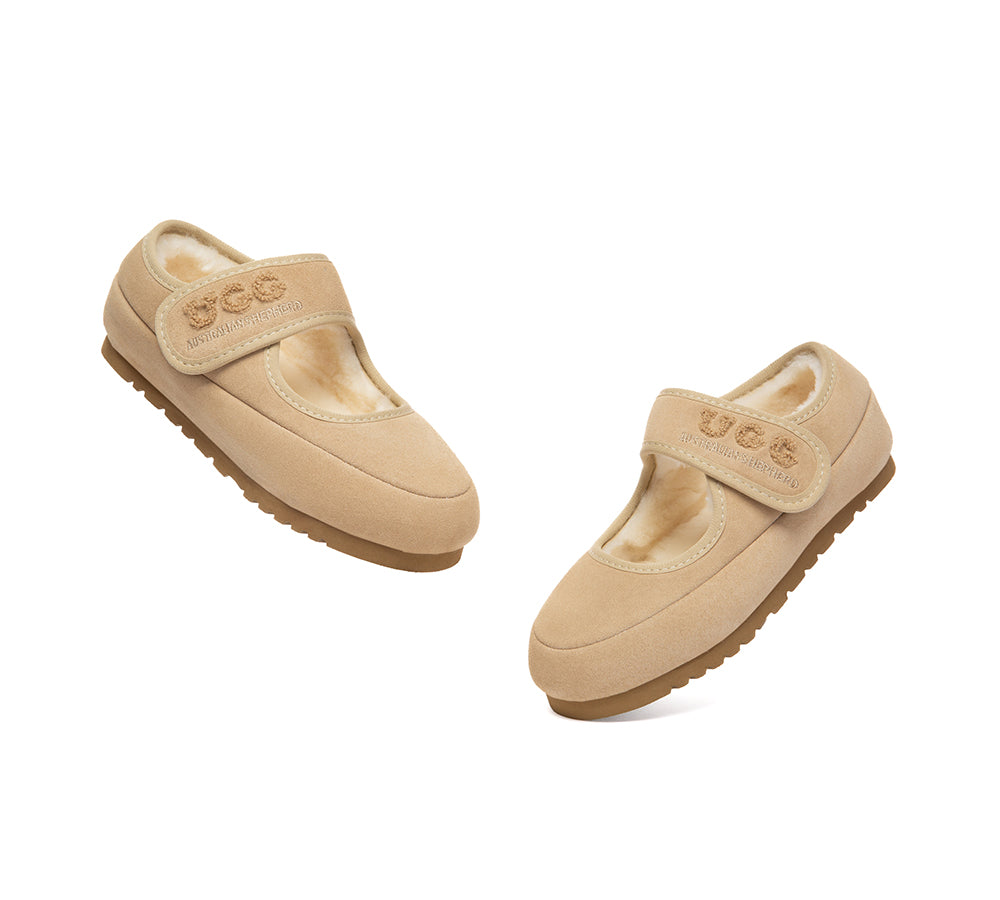 AUSTRALIAN SHEPHERD® UGG Kids Slippers Sheepskin Wool Adjustable Strap Mary Jane Velvi Kids UGG AUSTRALIAN SHEPHERD