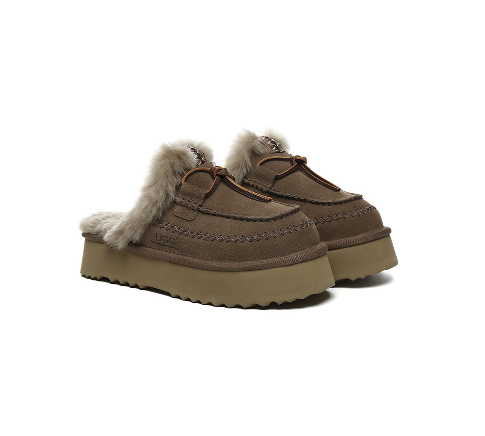AUSTRALIAN SHEPHERD® UGG Slippers Women Sheepskin Wool Platform Sammy