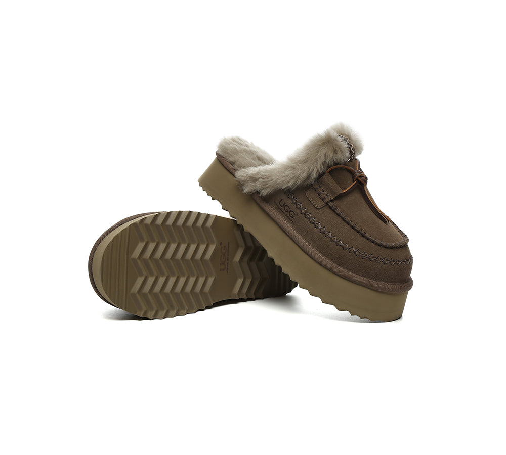 AUSTRALIAN SHEPHERD® UGG Slippers Women Sheepskin Wool Platform Sammy
