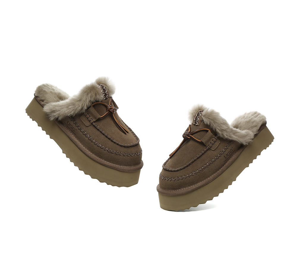 AUSTRALIAN SHEPHERD® UGG Slippers Women Sheepskin Wool Platform Sammy