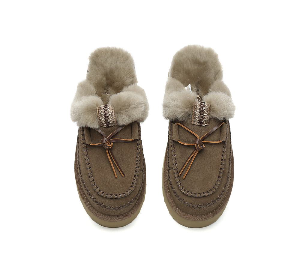 AUSTRALIAN SHEPHERD® UGG Slippers Women Sheepskin Wool Platform Sammy