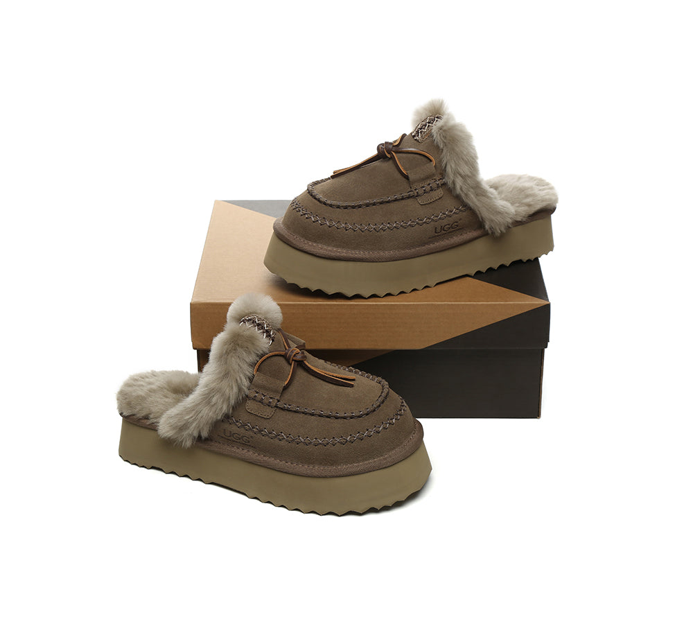 AUSTRALIAN SHEPHERD® UGG Slippers Women Sheepskin Wool Platform Sammy