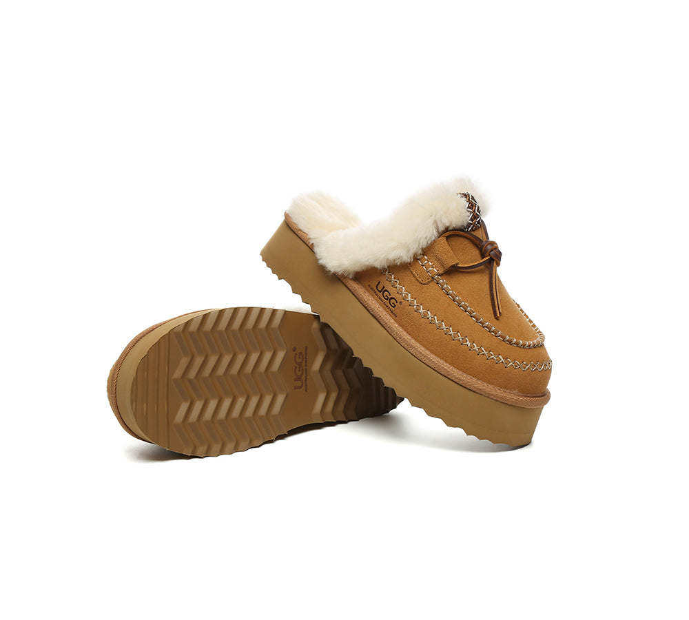 AUSTRALIAN SHEPHERD® UGG Slippers Women Sheepskin Wool Platform Sammy