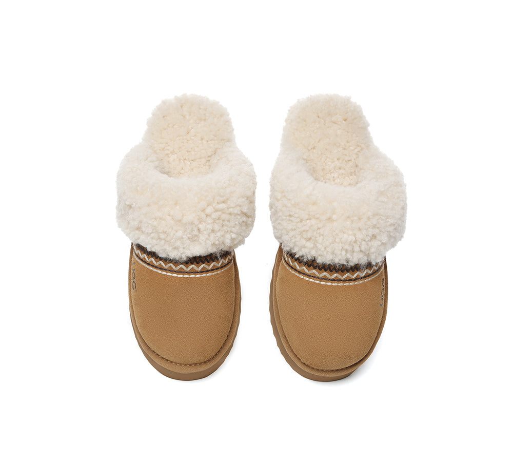 AUSTRALIAN SHEPHERD® UGG Slippers Sheepskin Wool Knitted Platform Isle