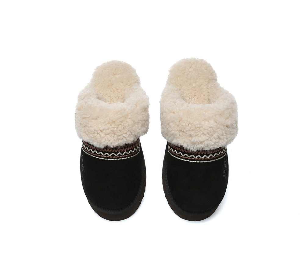 AUSTRALIAN SHEPHERD® UGG Slippers Sheepskin Wool Knitted Platform Isle