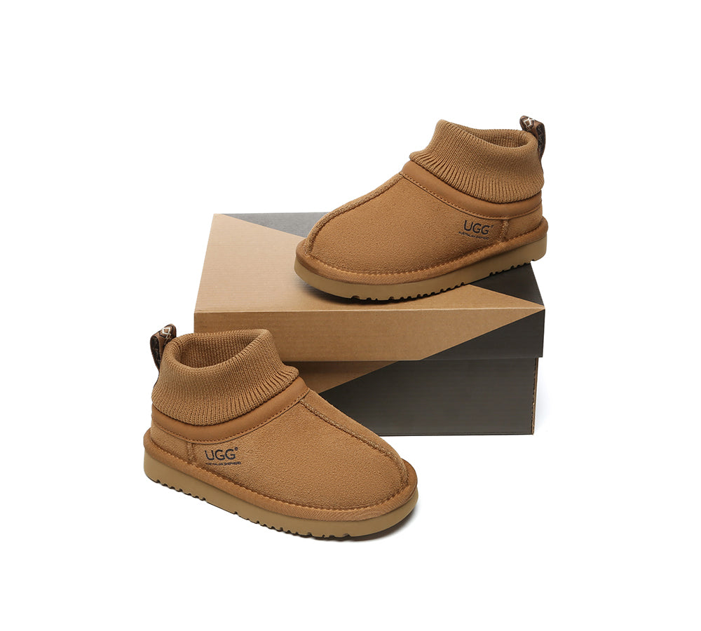 AUSTRALIAN SHEPHERD® UGG Slippers Kids Sheepskin Wool Stretchy Ankle Margaret