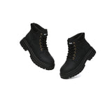 EVERAU® Women Leather Lace Up Chunky Boots Stephanie