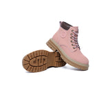 EVERAU® Women Leather Lace Up Chunky Boots Stephanie