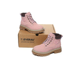 EVERAU® Women Leather Lace Up Chunky Boots Stephanie