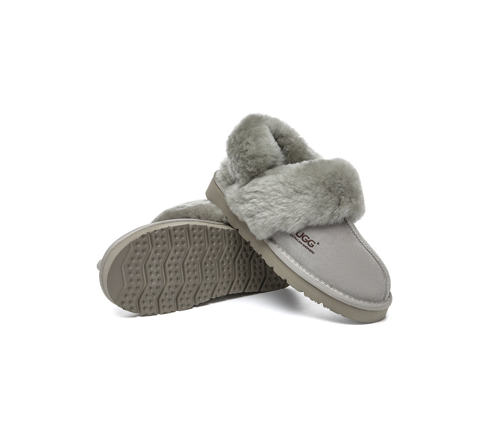AUSTRALIAN SHEPHERD® UGG Slippers Women Removable Wool Strap Slingback Muffin Fluffy