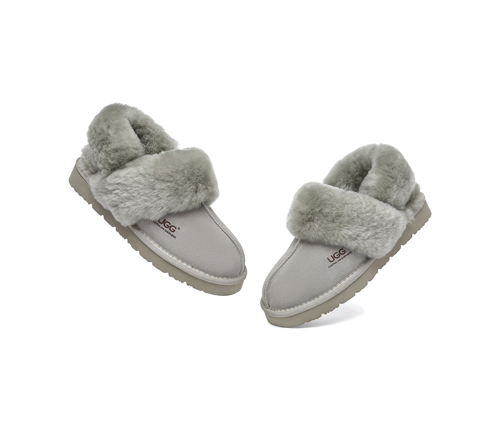 AUSTRALIAN SHEPHERD® UGG Slippers Women Removable Wool Strap Slingback Muffin Fluffy