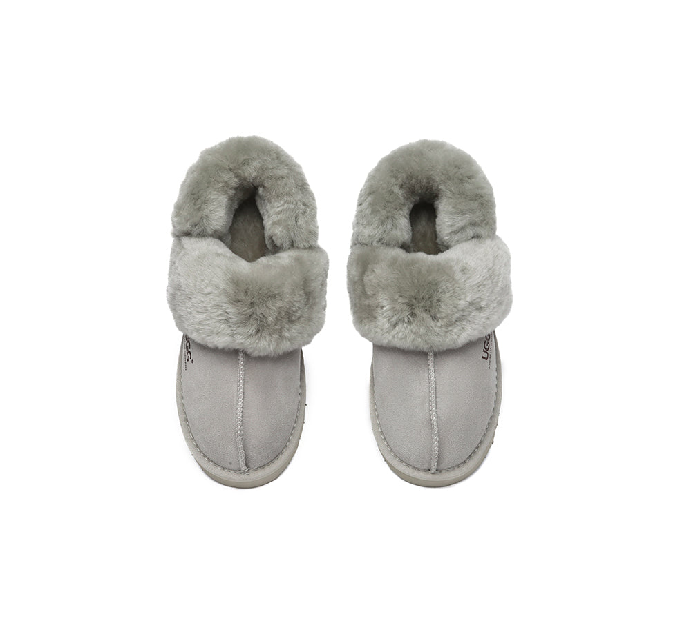 AUSTRALIAN SHEPHERD® UGG Slippers Women Removable Wool Strap Slingback Muffin Fluffy