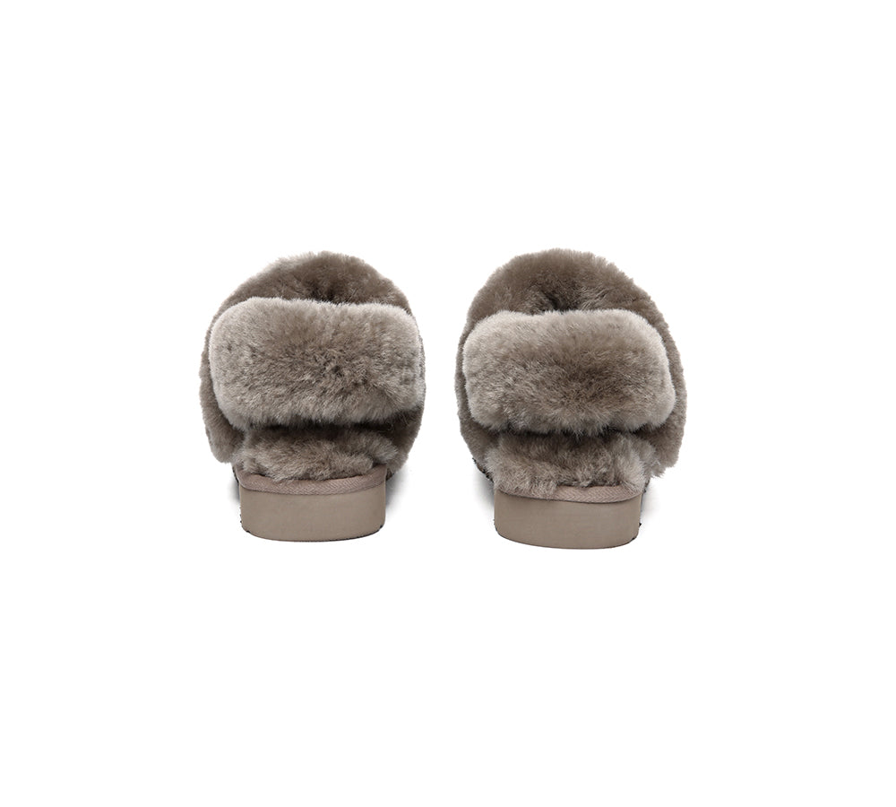AUSTRALIAN SHEPHERD® UGG Slippers Women Removable Wool Strap Slingback Muffin Fluffy