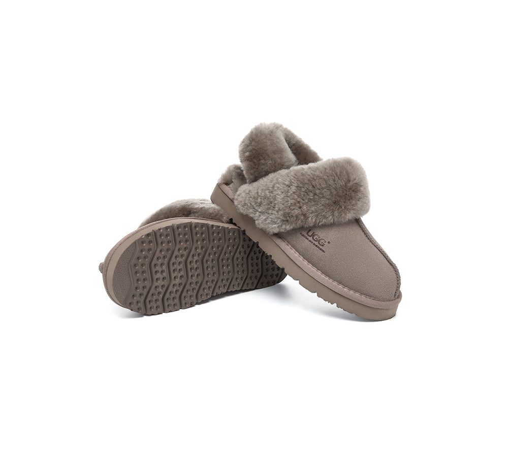AUSTRALIAN SHEPHERD® UGG Slippers Women Removable Wool Strap Slingback Muffin Fluffy