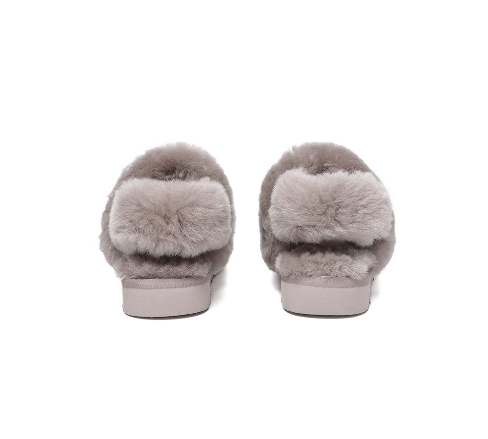 AUSTRALIAN SHEPHERD® UGG Slippers Women Removable Wool Strap Slingback Muffin Fluffy
