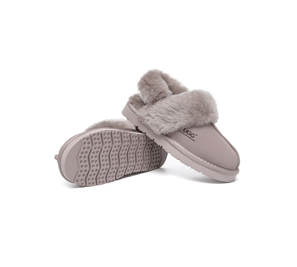 AUSTRALIAN SHEPHERD® UGG Slippers Women Removable Wool Strap Slingback Muffin Fluffy