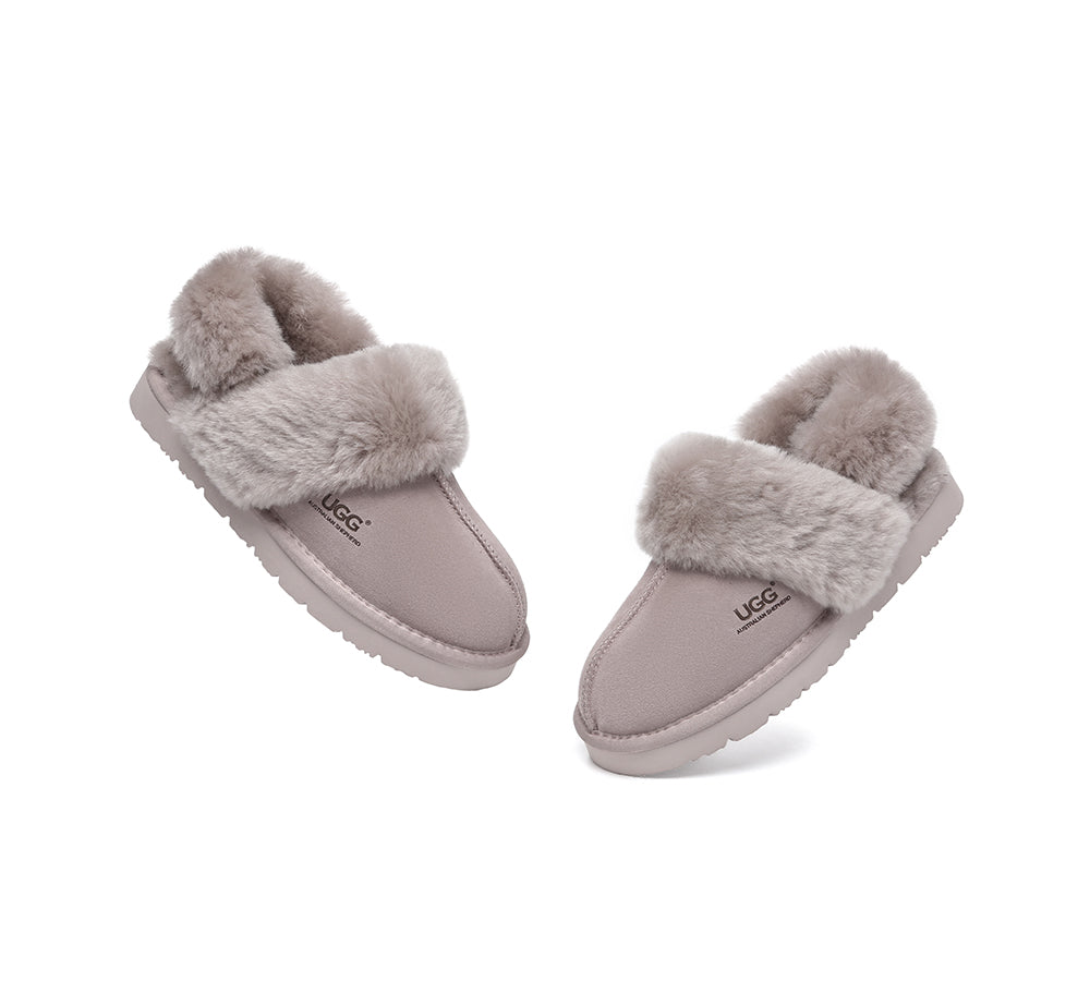 AUSTRALIAN SHEPHERD® UGG Slippers Women Removable Wool Strap Slingback Muffin Fluffy