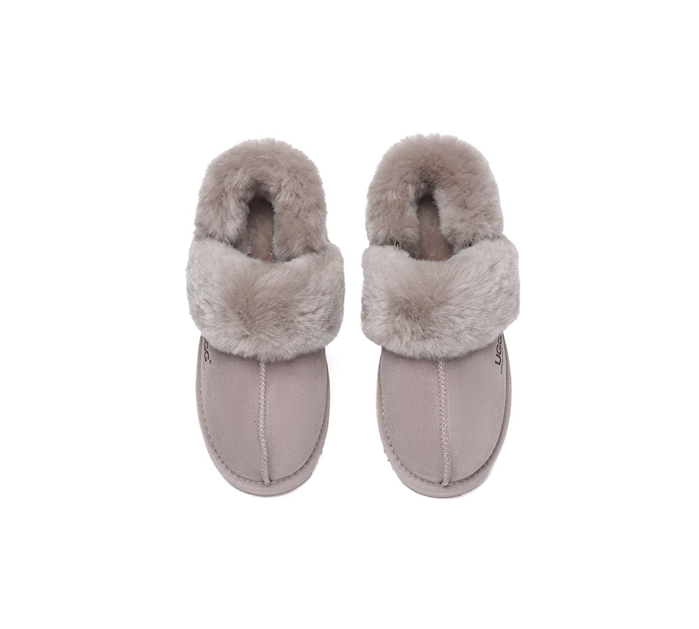 AUSTRALIAN SHEPHERD® UGG Slippers Women Removable Wool Strap Slingback Muffin Fluffy