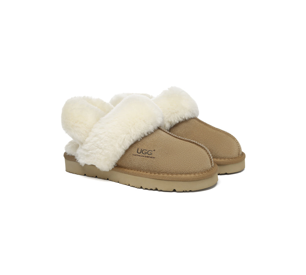 AUSTRALIAN SHEPHERD® UGG Slippers Women Removable Wool Strap Slingback Muffin Fluffy