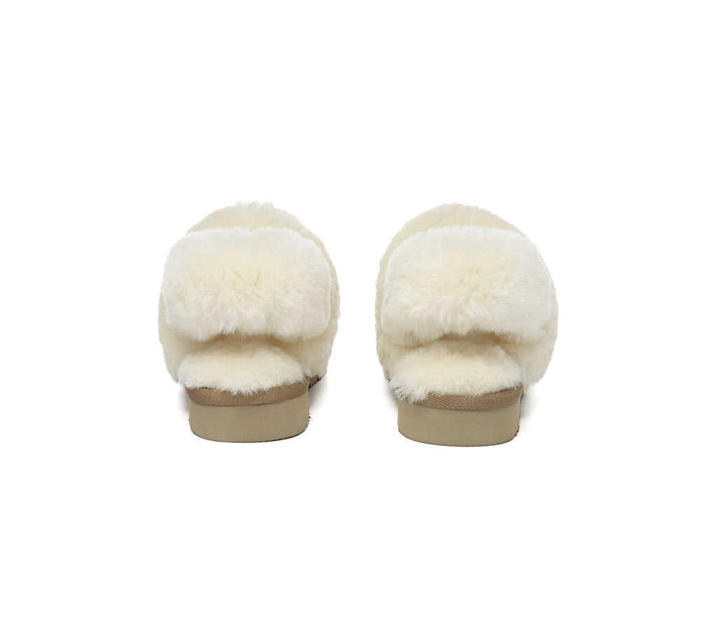 AUSTRALIAN SHEPHERD® UGG Slippers Women Removable Wool Strap Slingback Muffin Fluffy