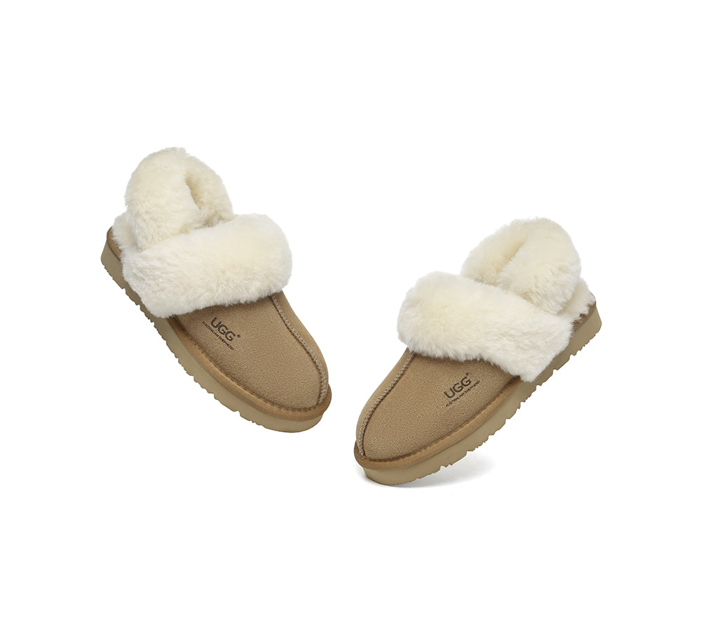 AUSTRALIAN SHEPHERD® UGG Slippers Women Removable Wool Strap Slingback Muffin Fluffy