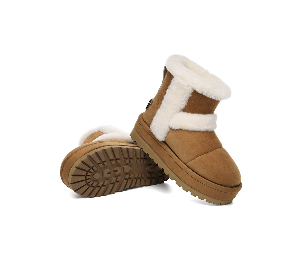 UGG EVERAU® UGG Boots Women Sheepskin Wool Shearling Lined Ankle Platform Udelia
