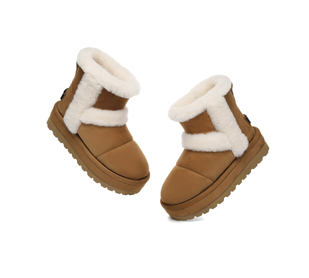UGG EVERAU® UGG Boots Women Sheepskin Wool Shearling Lined Ankle Platform Udelia