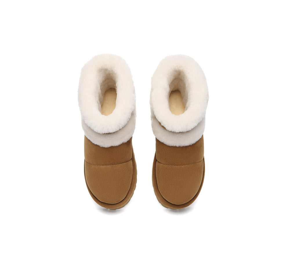 UGG EVERAU® UGG Boots Women Sheepskin Wool Shearling Lined Ankle Platform Udelia