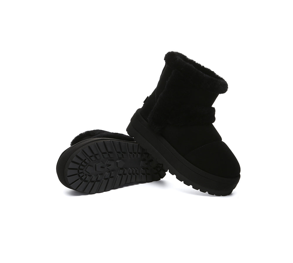 UGG EVERAU® UGG Boots Women Sheepskin Wool Shearling Lined Ankle Platform Udelia