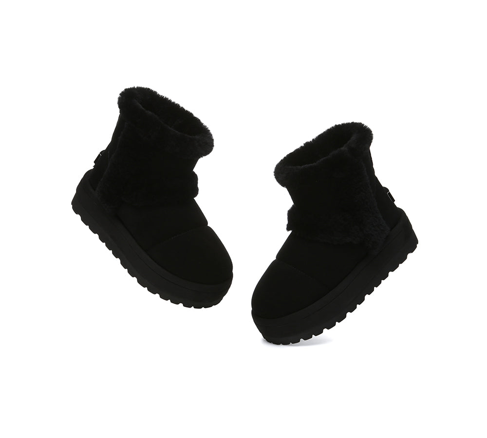 UGG EVERAU® UGG Boots Women Sheepskin Wool Shearling Lined Ankle Platform Udelia