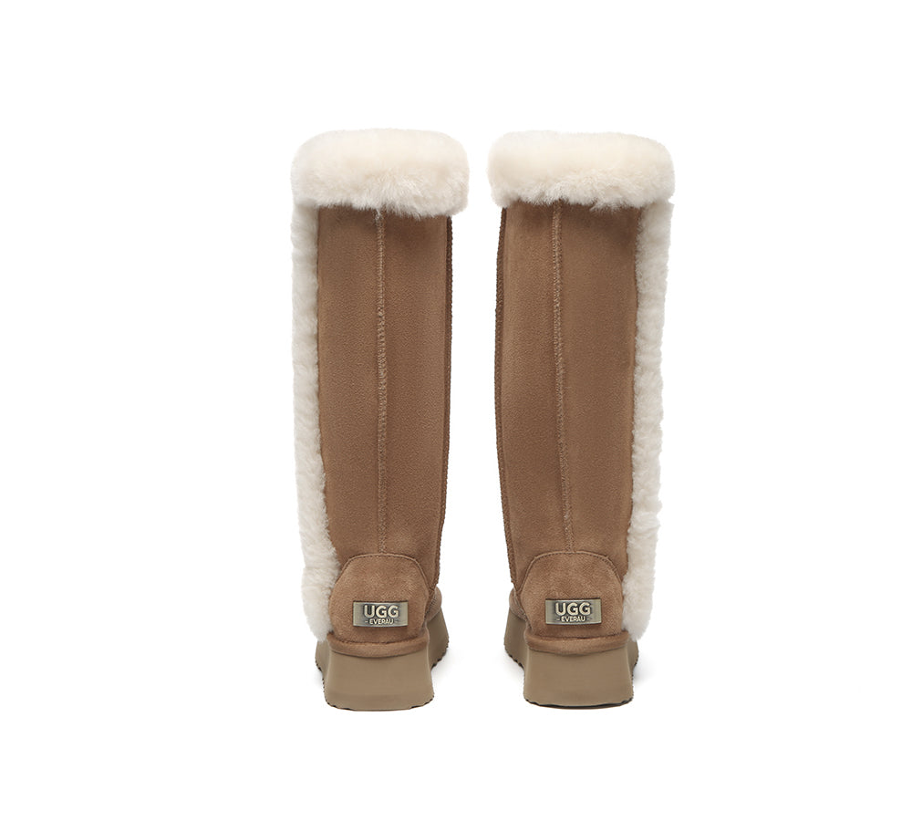UGG EVERAU® UGG Boots Women Sheepskin Wool Shearling Lined Tall Platform Kazzi