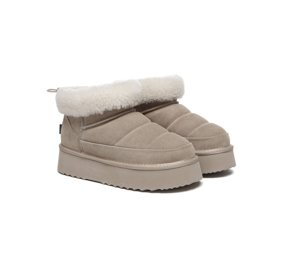 UGG EVERAU® UGG Boots Women Sheepskin Wool Drawstring Platform Payton