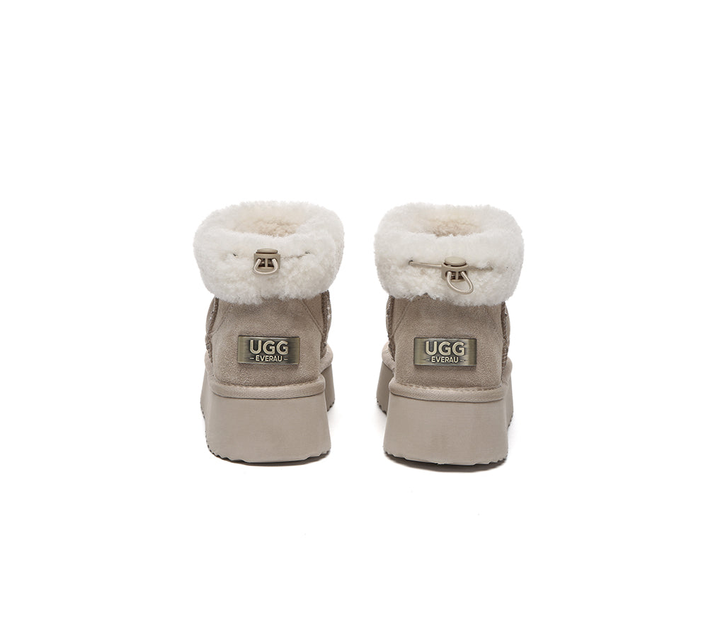UGG EVERAU® UGG Boots Women Sheepskin Wool Drawstring Platform Payton