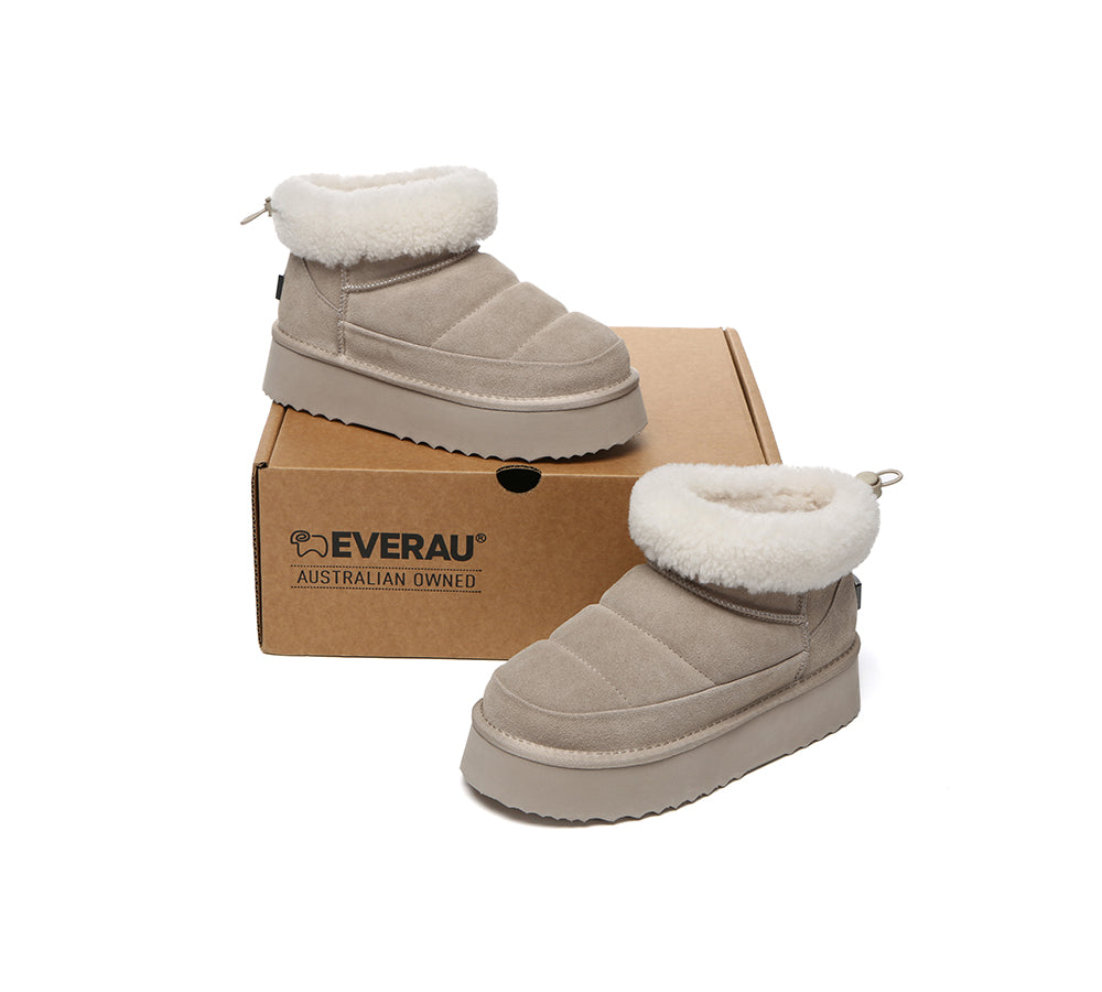 UGG EVERAU® UGG Boots Women Sheepskin Wool Drawstring Platform Payton