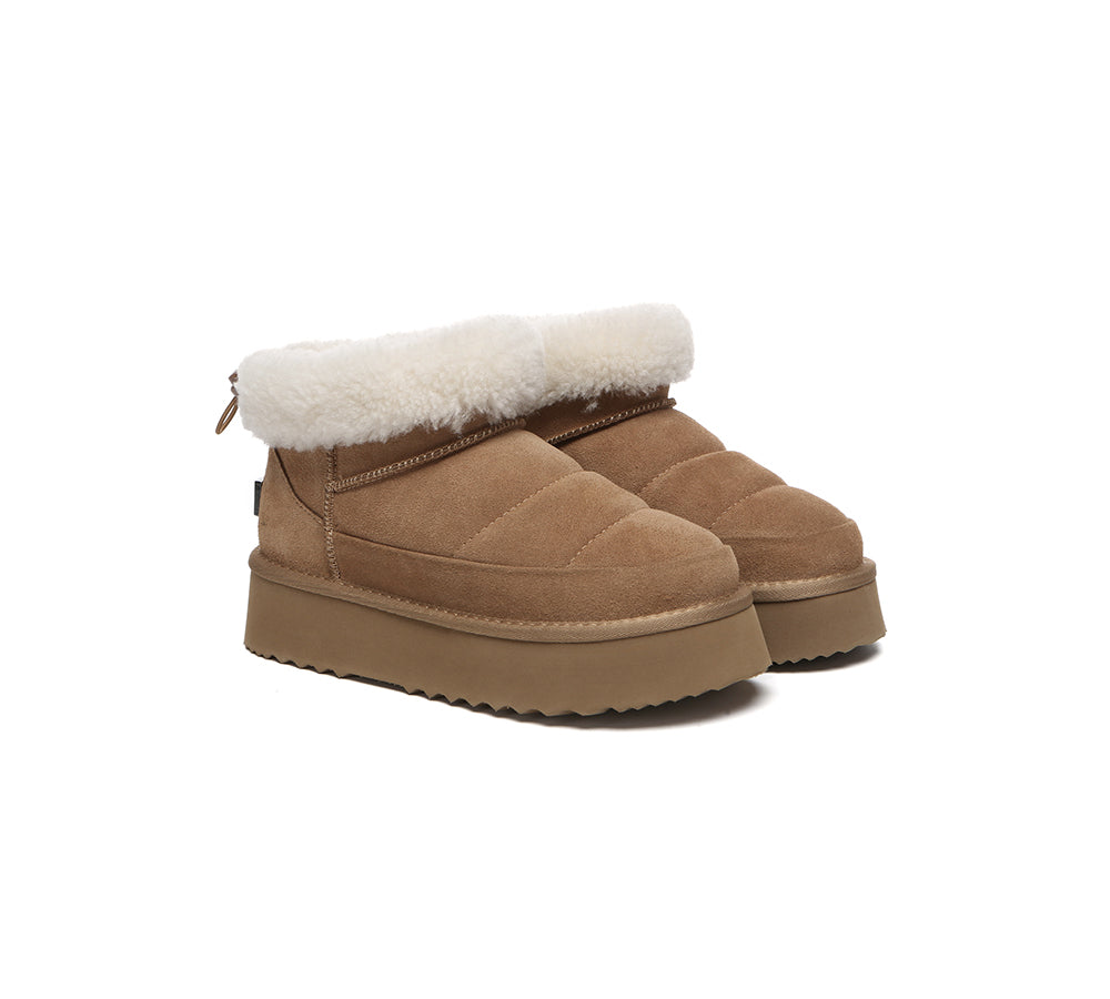UGG EVERAU® UGG Boots Women Sheepskin Wool Drawstring Platform Payton